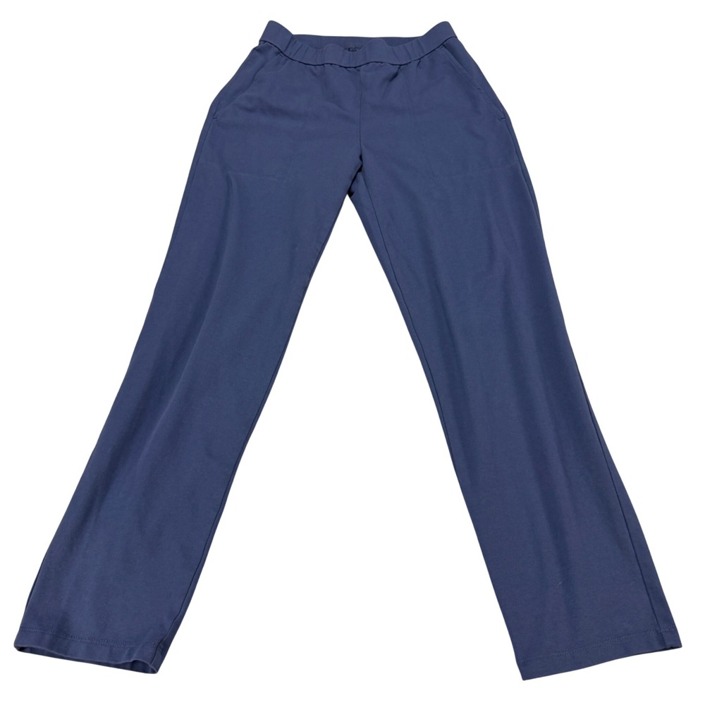 Eileen Fisher Blue Organic Cotton Spandex Stretch Straight Leg Pants XXS
